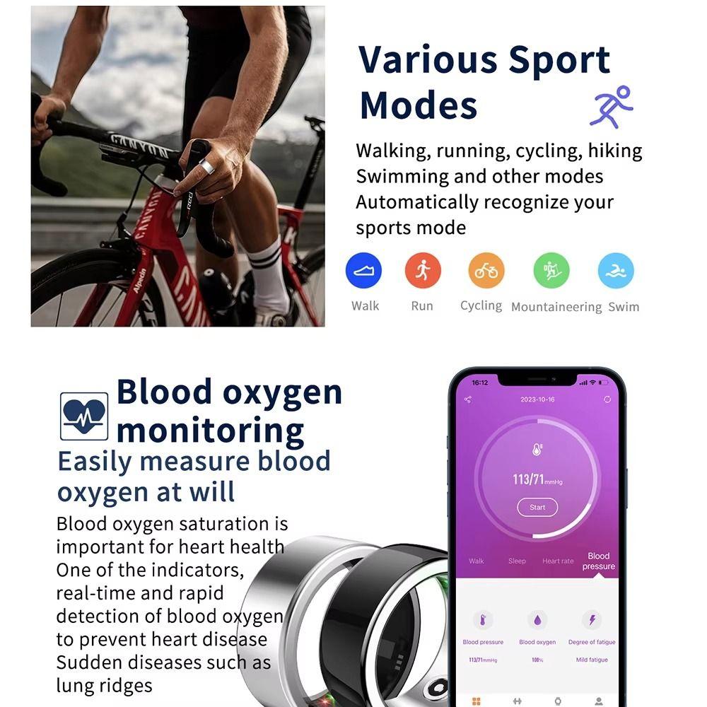 Sleep/Step Tracker Intelligent Sleep Tracker Multi-sport Modes Fitness Tracker Finger Ring Women