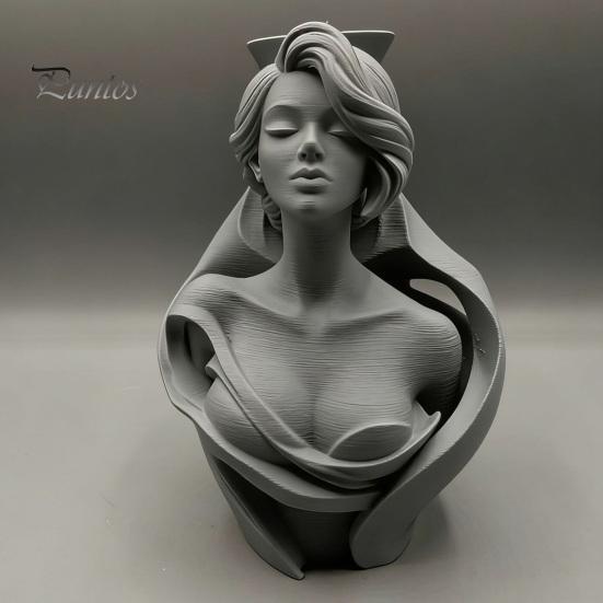 Fine Texture 3D Art Printed Human Bust Vase, Artistic Sculpture Planter for Succulents, Moisture-proof PLA Decor Matte Desktop Decor, Creative