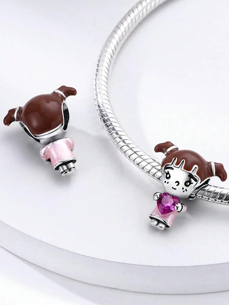 Charms Platacopper Colors Kind-Hearted Little Girl Beads Charm Pendant For Original Bracelet For Women Diy Jewelry Love Gift