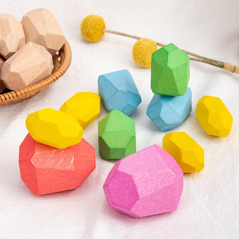 Children's Jenga Educational Color Wooden Board Game Balanced Rock Layer Height Baby's Building Blocks Early Childhood Education