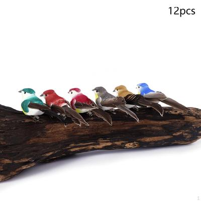 12 Pieces Bird Decor Sculpture Garden Simulated Birds Figurine Ornament for