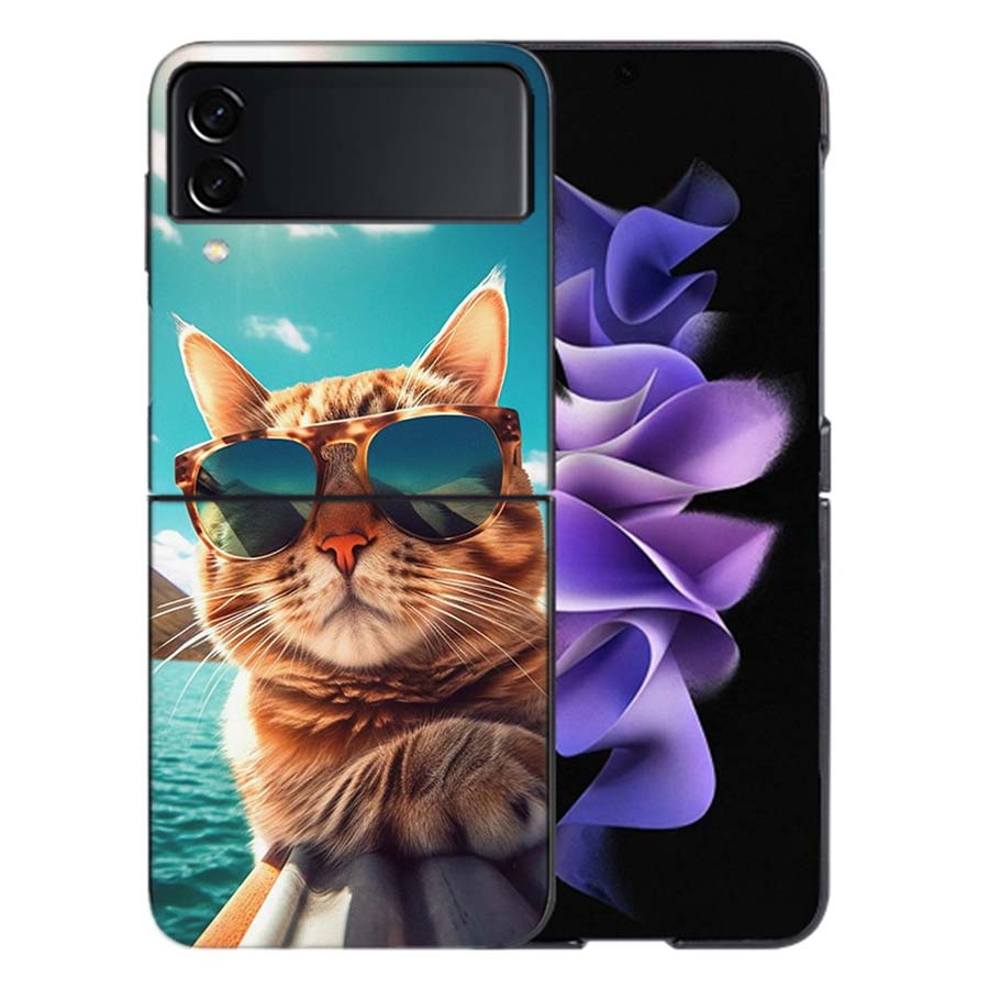 

Cute Cat Wearing Sunglasses For Samsung Galaxy Z Flip 5 4 3 Case Shockproof Hard Cover Phone Z Flip 6 7 5G Z Flip 5 4 5G TPU P Galaxy Z Flip 6 5G