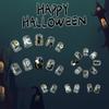 Halloween Press On Nail 24PCS Dark House Art With Glittering And Skeletons Easy Application For Parties