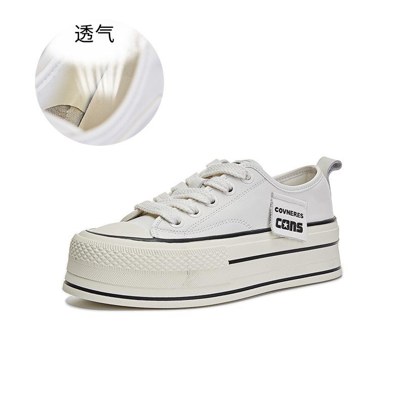 

Маленькие белые туфли из коровьей кожи первого слоя, женские, весна 2025, новая обувь на платформе-маффине, женская повседневная обувь с увеличением роста, женская универсальная обувь 40 бежевый