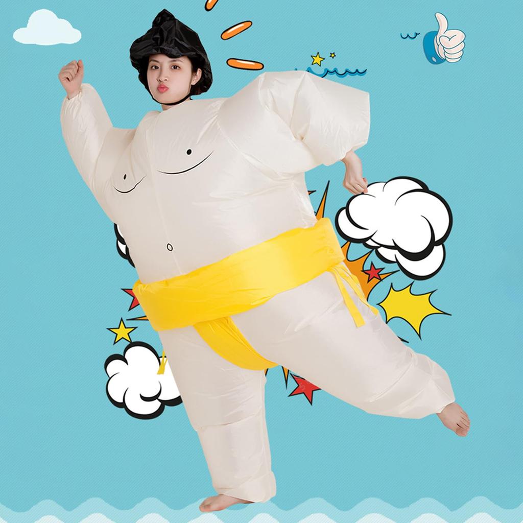 Apparlxer Sumo Wrestler Inflatable Kigurumi Fun Sumo Fits Cultural School Performance Fun for Kids and Adults Costume, 3-Piece Set, Costume,