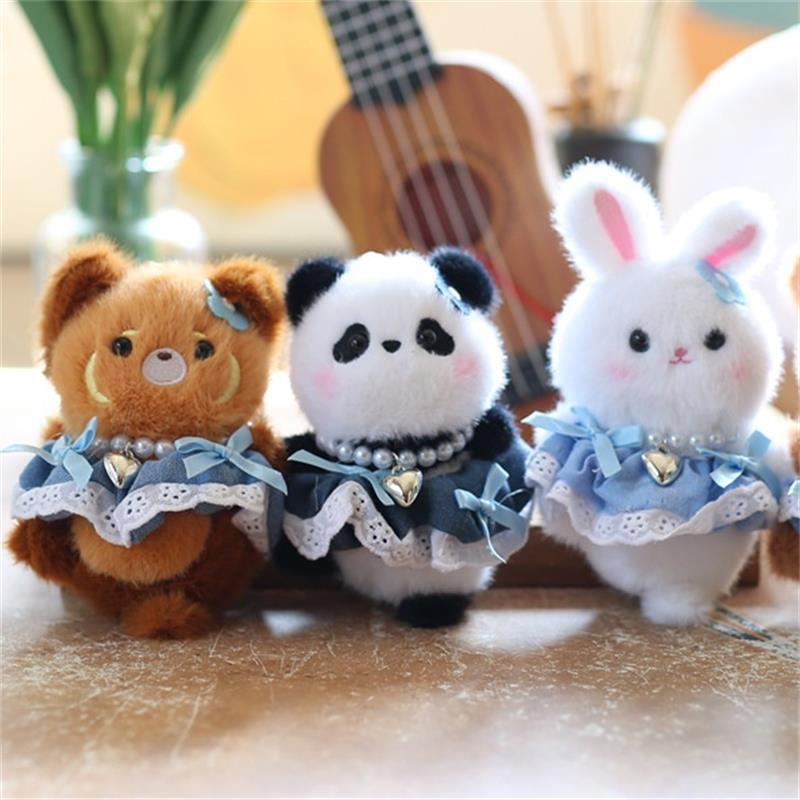 Cute Dancing Animal Bear Rabbit Raccoon Panda Plush Doll Soft Ragdoll Keychain Pendant Bag Hanging Ornament Stuffed Toy Kid Gift