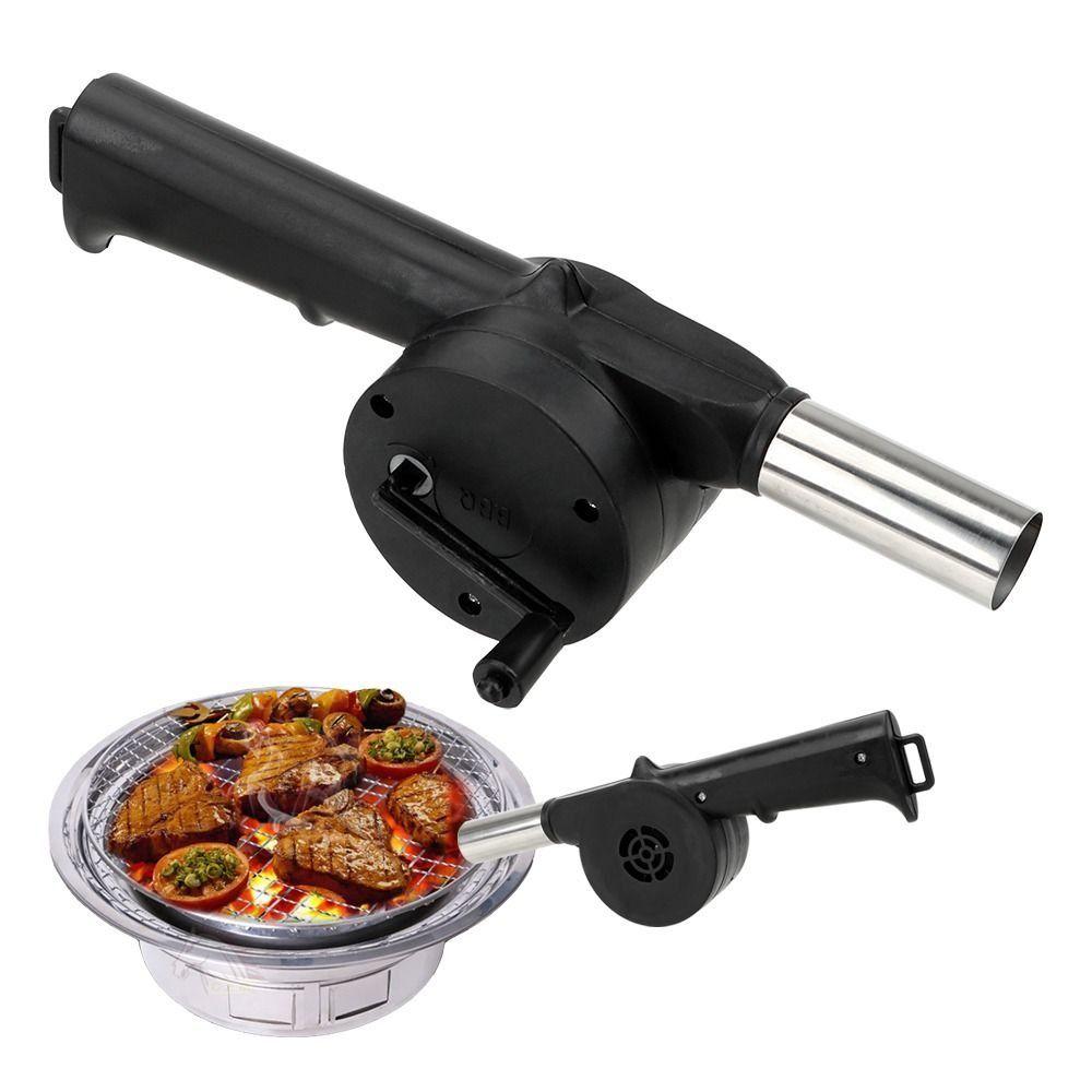 Portable Hand-cranked Air Blower Black Durable Barbecue Fan Easy To Assemble Plastic BBQ Grill Fire Bellows Tools Outdoor