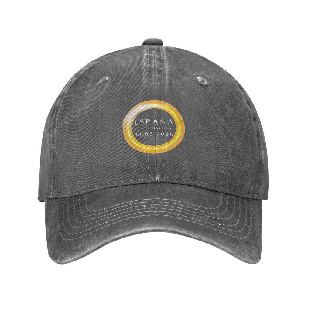 Spain Total Solar Eclipse Baseball Cap Distressed Washed Totality Event Snapback Unisex Outdoor All Seasons Gift Caps Hat