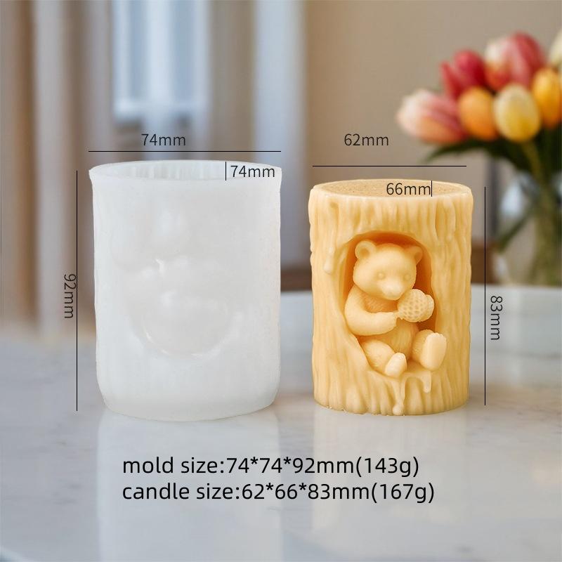 3D Cute Squirrel Aromatherapy Candle Mold DIY Creative Simulation Koala Relief Cylinder Resin Mold Cement Gypsum Home Decoration