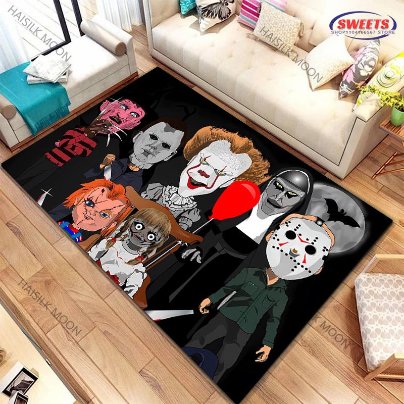 1PC Halloween Horror Thriller Carpet New Release! Rug for Living Rooms Bedrooms,Machines Washable Mat Gift for Boyfriend Son Dad