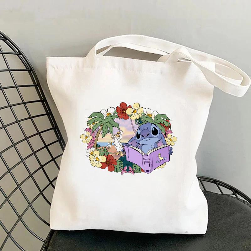 Lilo & Stitch Print Canvas Shoulder Backpack and Shopping Bag
