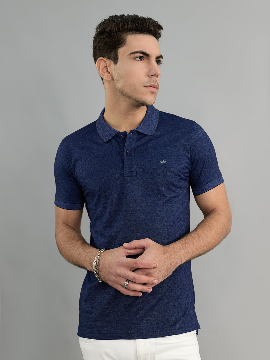 Monte Carlo Men Regular Fit Navy Blue Tshirt XL