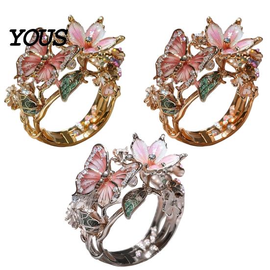 Comfortable Butterfly Ring Lightweight Alloy Finger Ring, Flower Shape Adjustable Opening Vivid Design Band for Daily Wear Date Party