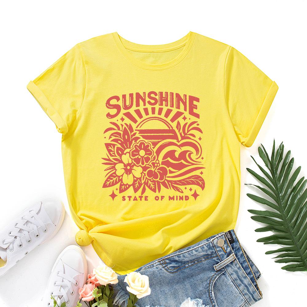 Women's Printed Loose Round Neck Short Sleeved T-shirt for Women Shirt