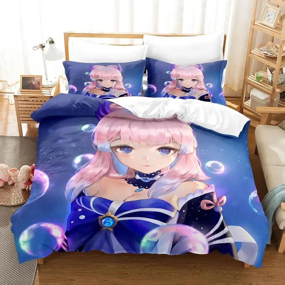Anime Genshin Impact Sangonomiya Kokomi Bedding Set Duvet Cover Bed Set Quilt Cover Pillowcase Comforter King Queen Size