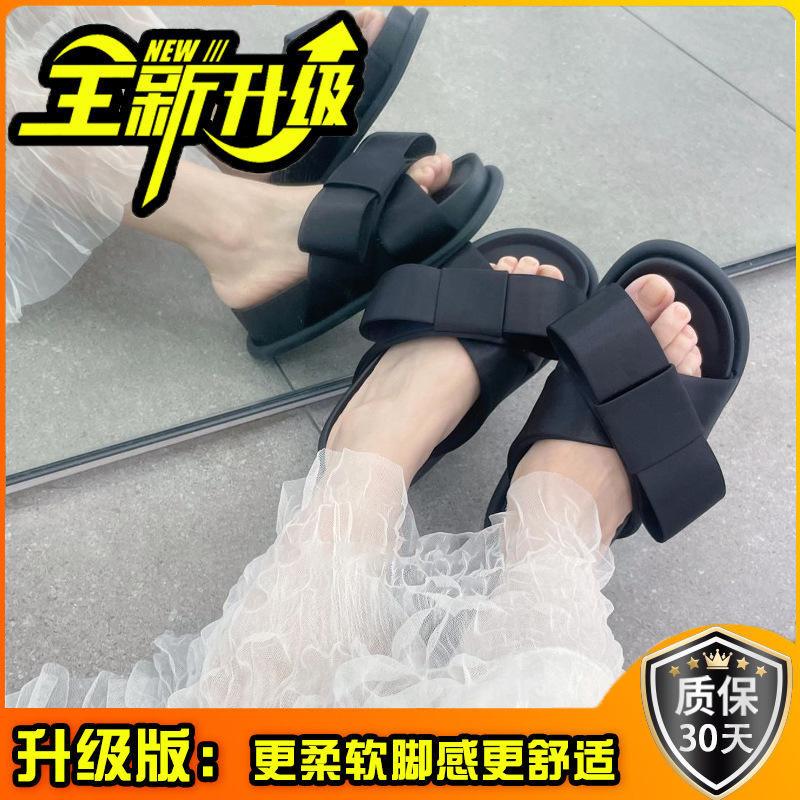 Superweiche, dicksohlige Schleife, Hausschuhe für den Ausgang, Damen-Oberbekleidung 2025 neu, weichsohlige, rutschfeste Ein-Wort-Pantoletten