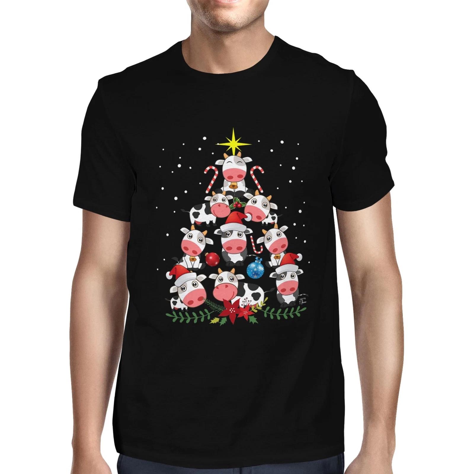 1Tee Mens Cow Tree - Christmas Tree Made of Cute Cows T-Shirt XXL