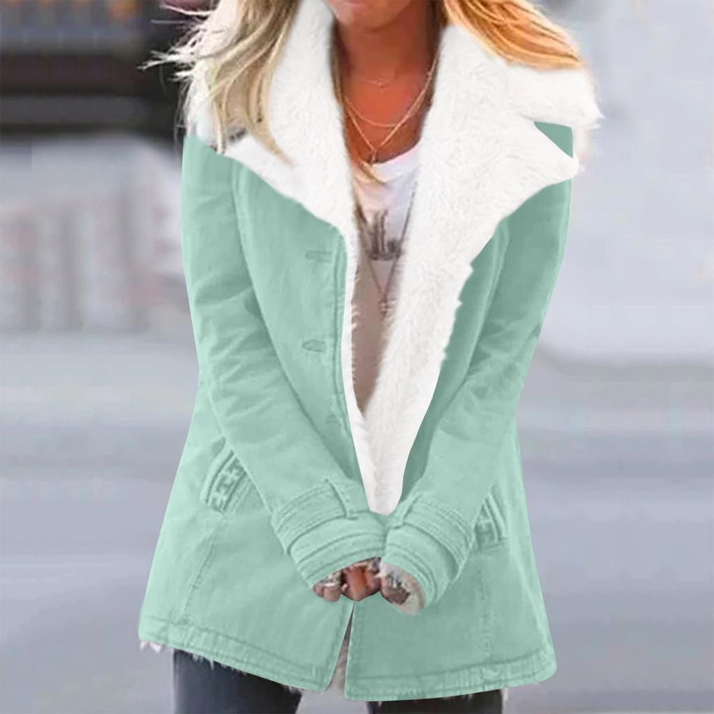 Women's Solid-color Loose Long-sleeved Fashionable Plus-size Warm Fleece Jacket