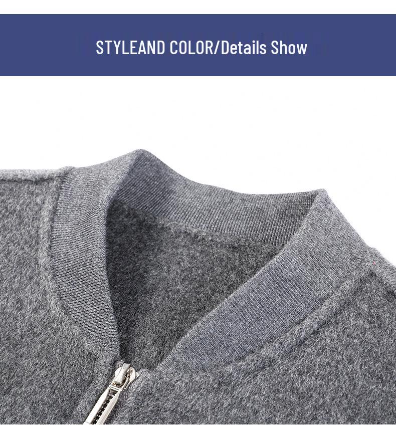Men's Winter Wool Coat with Stand Collar - Casual, Loose-Fit Cardigan for Middle-Aged and Young Men
