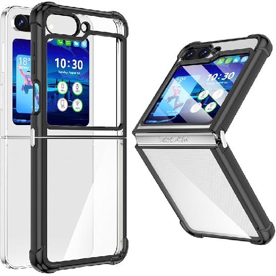 for Galaxy Z Flip 5 Case, Z Flip 5 Case Clear Slim Thin Transparent Shockproof Hinge Soft TPU flip5 Phone Case Cover (Clear) for Z Flip 5