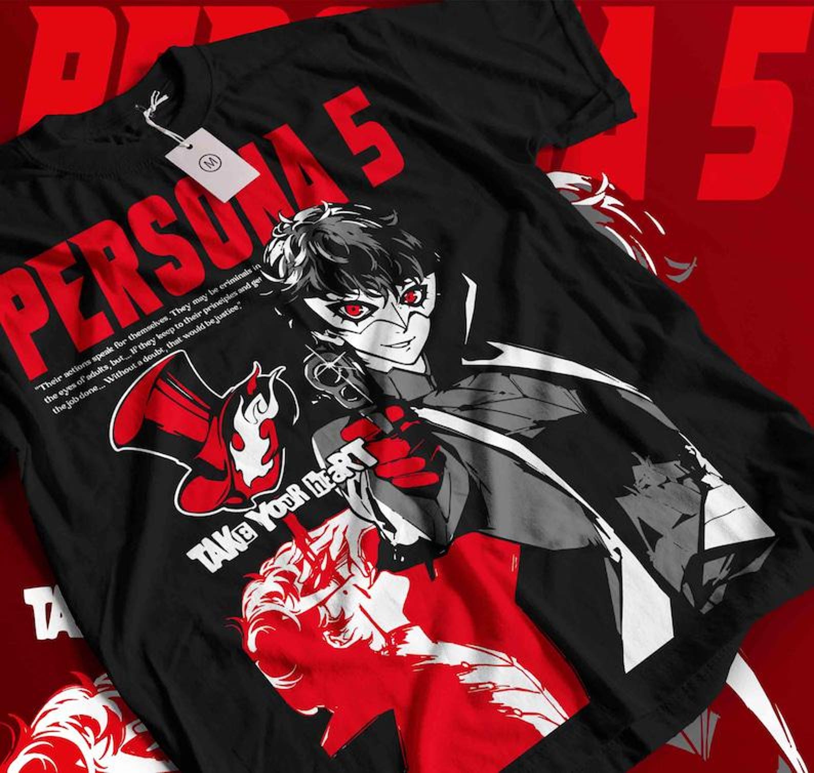 Persona 5, Goro Akechi, Shin Megami Tensei, Game Gift, Gaming Shirt, Anime T-Shirt, Manga Shirt, Gift for Gamer,Online Gamer Gift Video Game 2XL