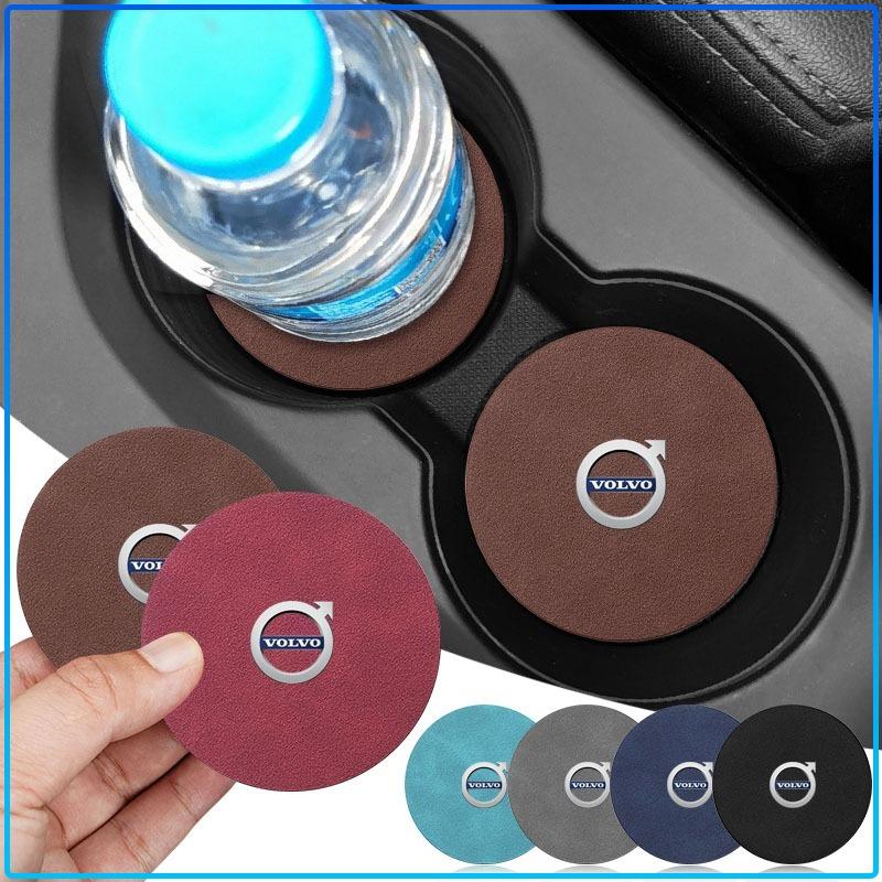 

Car leather Water Coaster Non-Slip Mat Car Bottle Holder Insert Pad For Volvo XC60 XC90 S60 S80 S40 V40 V60 V70 V50 XC70 1pcs світло-синій колір
