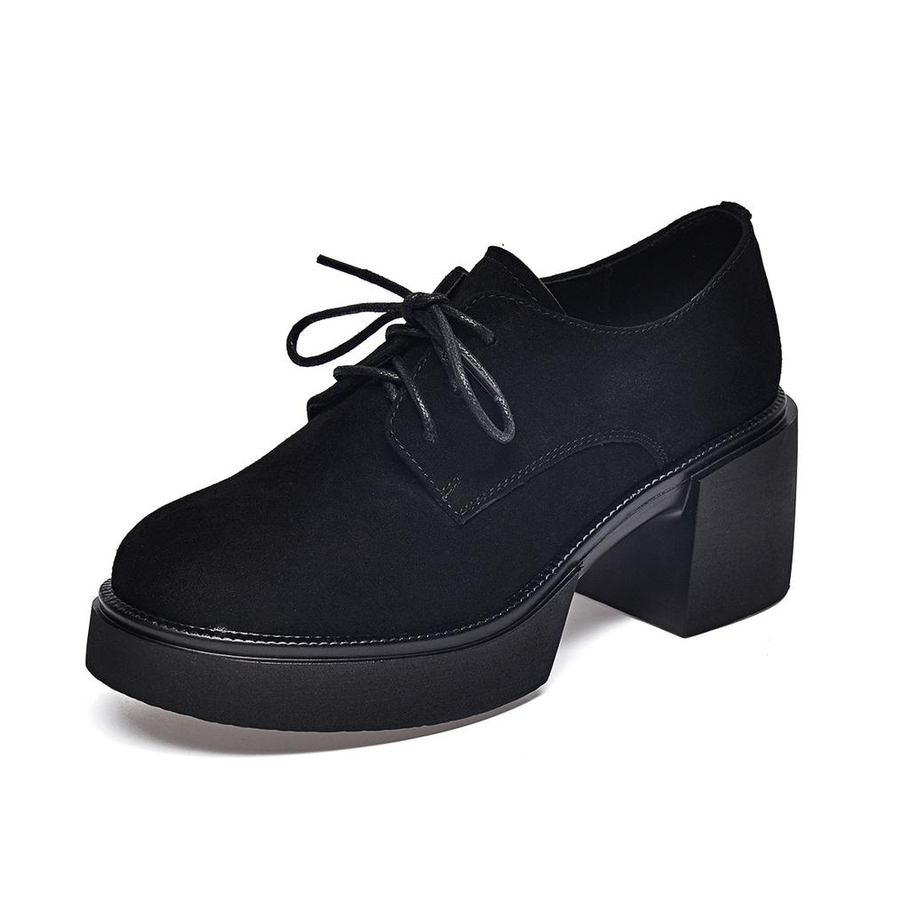 Platform Shoes Women's Spring New Black Round Head Waterproof Table Thick Heel Muffin Heel Single Shoes Four Seasons Shoes