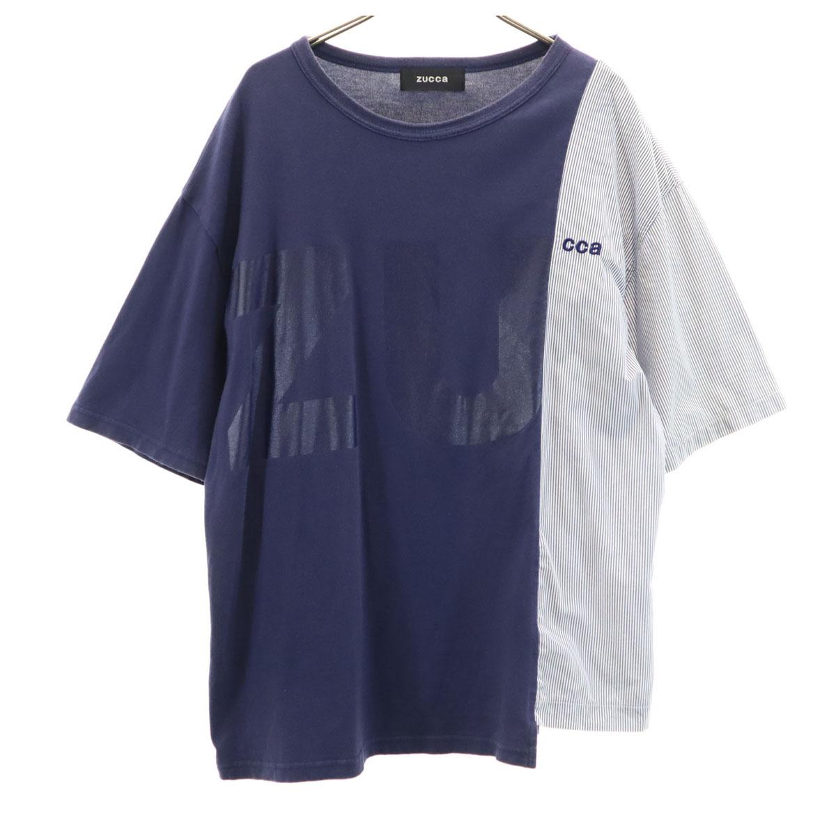 

ZUCCa made in Japan Short sleeve Shirt fabric switching T-shirt M Navy Men s Used