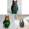 Wooden Cat Sculpture Creative Home Office Desk Ornament For Gifts And Decor