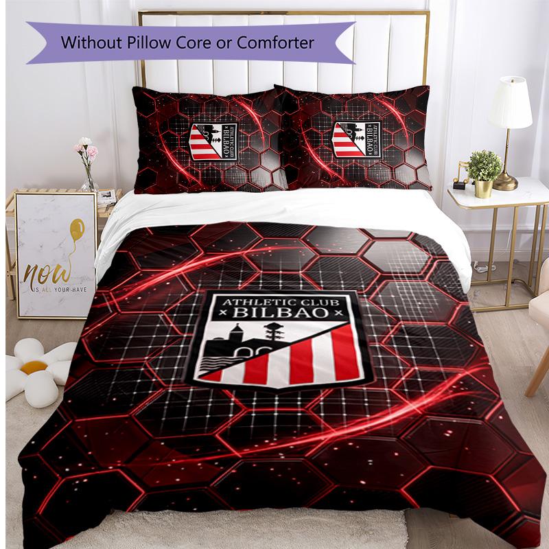 Set Lenzuola 3 Pezzi Stampato Calcio Athletic Bilbao, Comodo Set Copripiumino per Camera da Letto Amico della Pelle