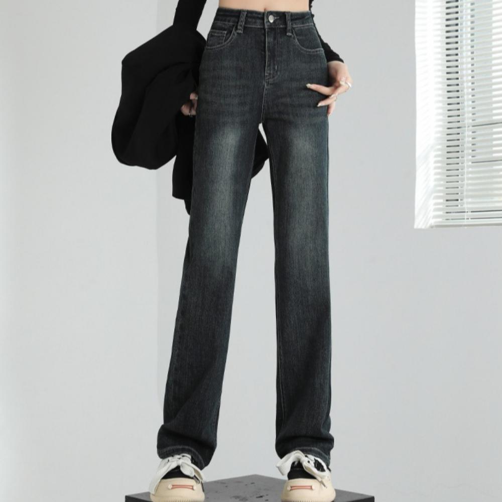 Spring High Waist Slim Straight Jeans for Women