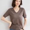 Women's Half Sleeve Knit Top V Neck Elegant Casual Sweater Solid Color Knitwear