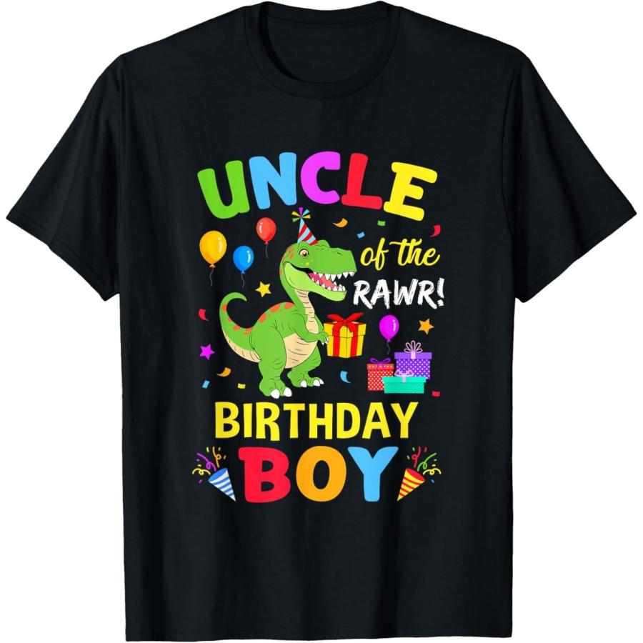 Uncle Of The Birthday Boy T-Rex Funny Dinosaur Boy Party T-Shirt XXXXXL чёрный