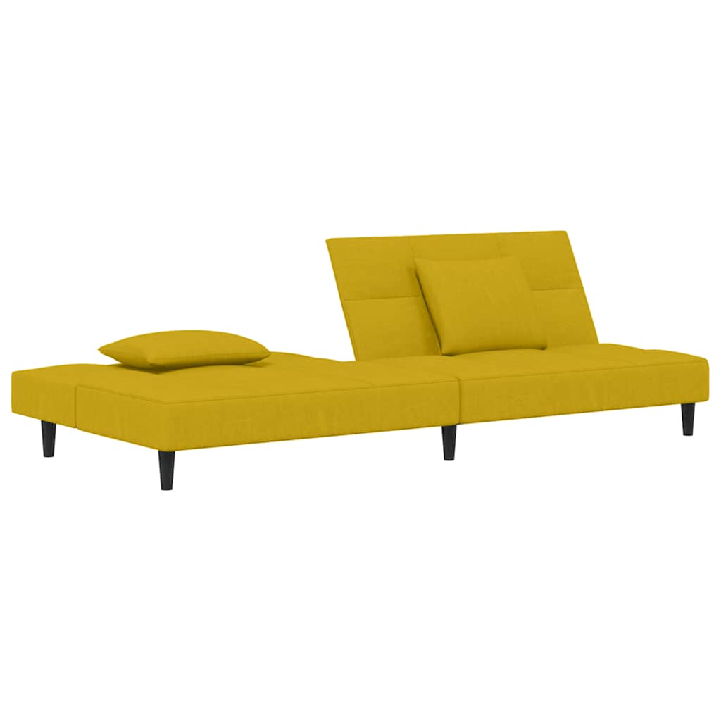2 Seater Sofa Bed with 2 Cushions Yellow Velvet