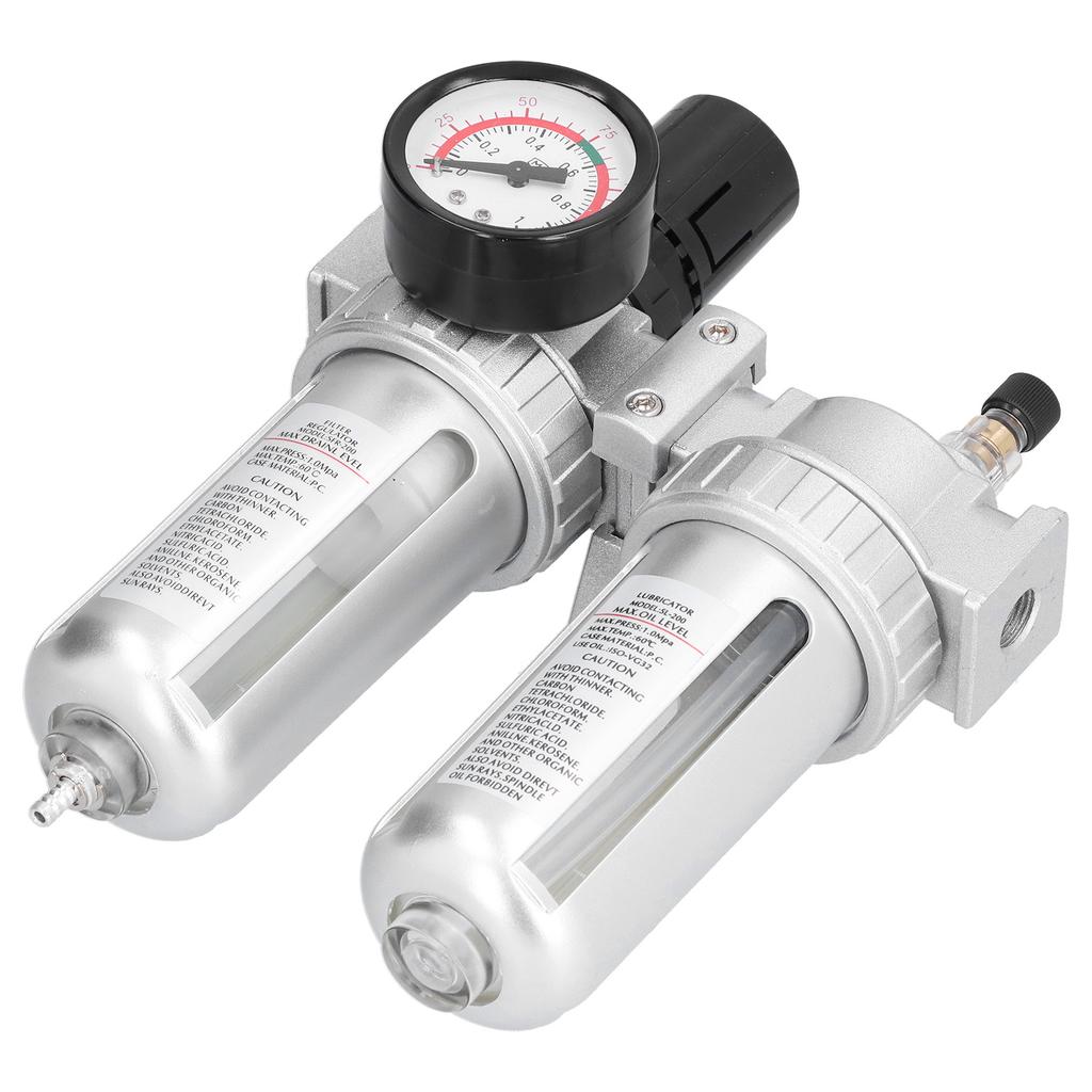 Air Filter Pressure Regulator Aluminum Alloy Water Oil Trap Separator Gauge Kit for Mechanical Engineering