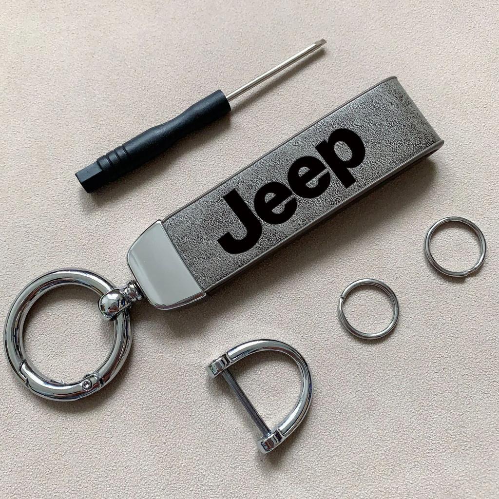 Per Auto Jeep Portachiavi ad Anello in Pelle Vintage Catena in Lega di Zinco Chiave per Jeep Grand Cherokee Wrangler JK Gladiator Compass Renegad