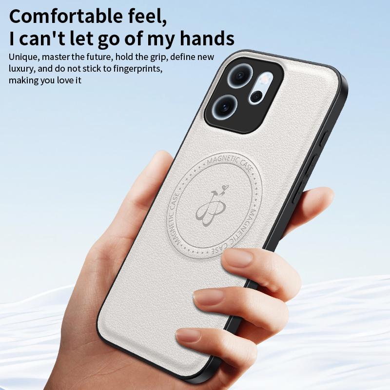 Wireless Charging Magnetic Case for OPPO Reno 14F Reno14 F 5G Protective Cover PU Leather Hard Back Shell Coque Funda