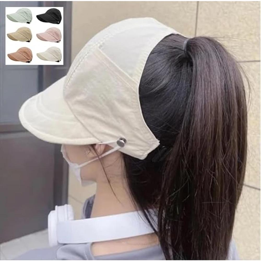 Sonnenhüte für Damen mit breiter Krempe UV-Schutz Hohl oben Sonnenhut Sommer Strand faltbar Visier Fischerhüte mit Maskenknopf
