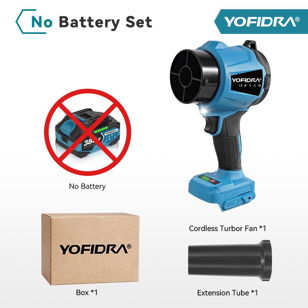 Yofidra 350M/S Brushless Electric Turbo Fan Blower 3000W Cordless Jet Snow Leaf Dust Air Blowing Tool for Makita 18V Battery