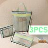 3PC/set Mesh Cosmetic Storage Bag Portable Travel Square Cosmetic Storage Bag with Zipper Multi-purpose Sundries Storage Bags