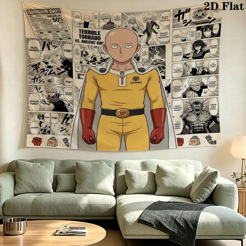 Onepunch Man Wandteppich Ästhetisches Wandbehang Gedruckter Stoffdecke Dekorative Wandteppiche Für Schlafzimmer Wohnzimmer Heimdekoration
