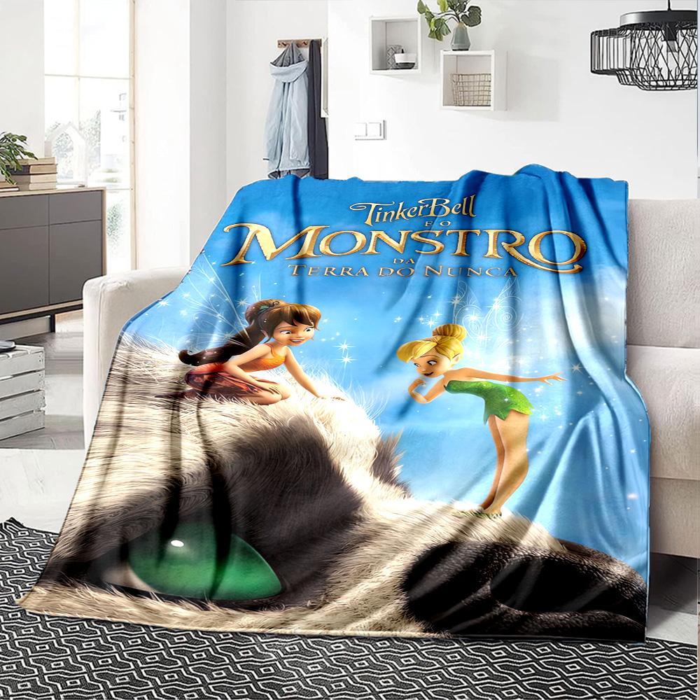 Tinker Bell Great Fairy Rescue Flannel Blanket Super Soft Warm Cozy Blanket For Sofa Bed Office Travel Allseason Home Decor Gift