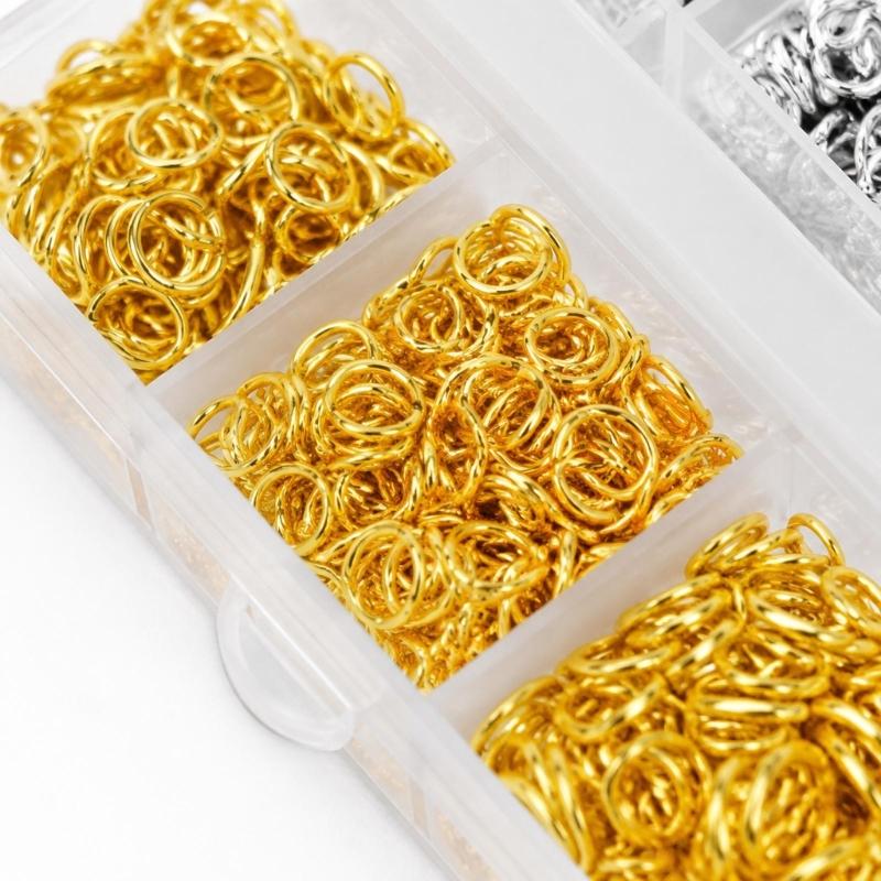 1,200-Piece Jewelry Repair Findings Kit with Multiple Jump Ring Sizes, Lobster Clasps, Hand Tools and a Compartment Storage Box for Jewelry Making