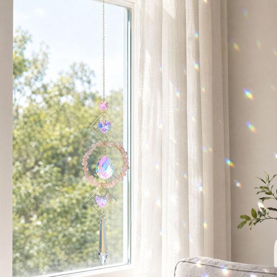 Crystal Sun Catchers for Windows, Colorful Healing Light Crystal Suncatcher, Wind Chimes Pendant, Indoor Outdoor Patio Garden Decor Gifts