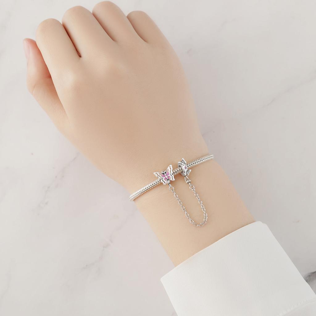 Original Copper Charms Luxury Butterfly Insect Safety Chain Beads Fit Bracelet Diy Women Making Delicate Gift