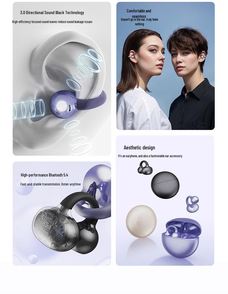 Wireless Bone Conduction Ear-Clip Bluetooth Headphones for Apple & Sony (2025 Model Q72)