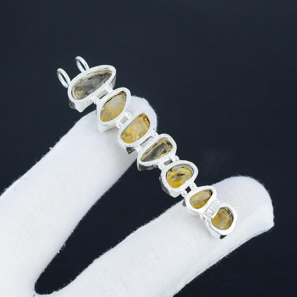 Natural Citrine Raw Gemstone Silver Pendant in 925 Sterling Silver - Handmade Design, Everyday Wear Jewelry Wadding Gift