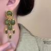 Medieval vintage Hong Kong style long fringed earrings women's retro court style earrings exaggerated and unique high-end earrings