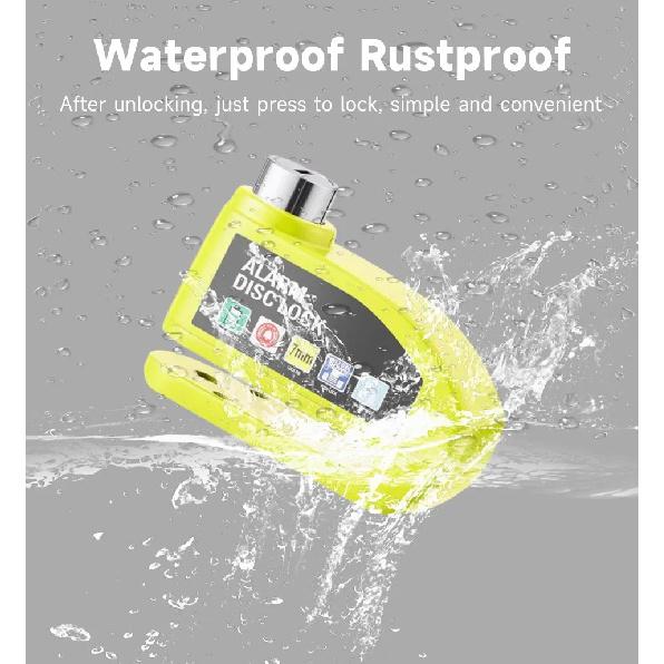 Electric Scooter Motorcycle Alarm Disc Lock Metal Waterproof Anti-theft Brakes Disc Lock Motorcycle Bicycles Scooter Bike Parts