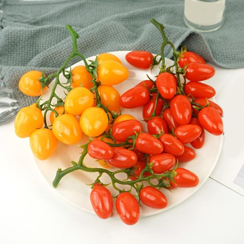 Artificial Fruit Model PVC Materials Cherries Tomato Indoor Outdoor Ornament Fade Resistant Wedding Decoration